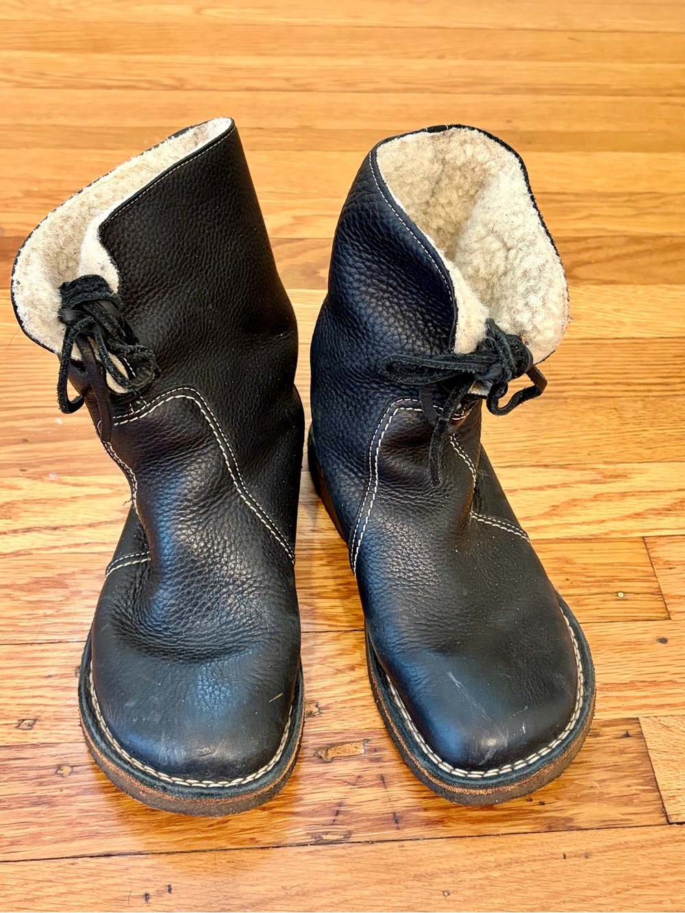 Duckfeet Denmark Wool Lined Black Leather Lace Up Ankle Boots Comfort EU 37 US 7